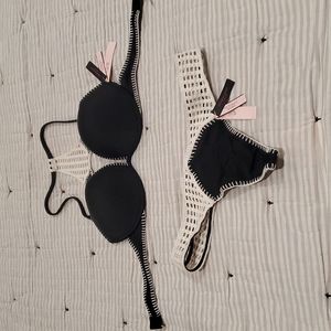 Sexy Victoria's Secret crochet thong bikini with padded pushup top